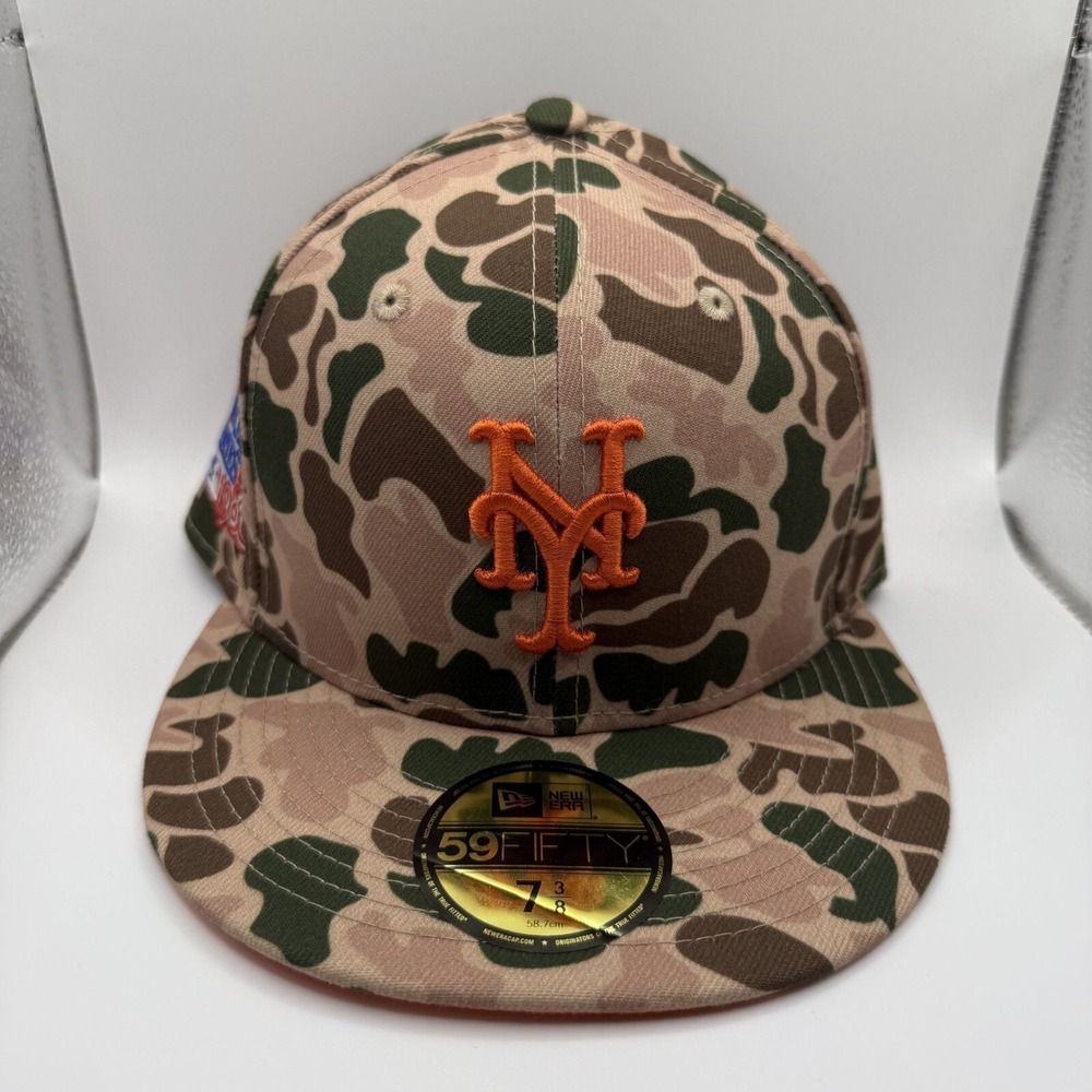 New Era 59FIFTY New York Mets 1986 World Series Camo Fitted Hat Size 7 3/8‎ New